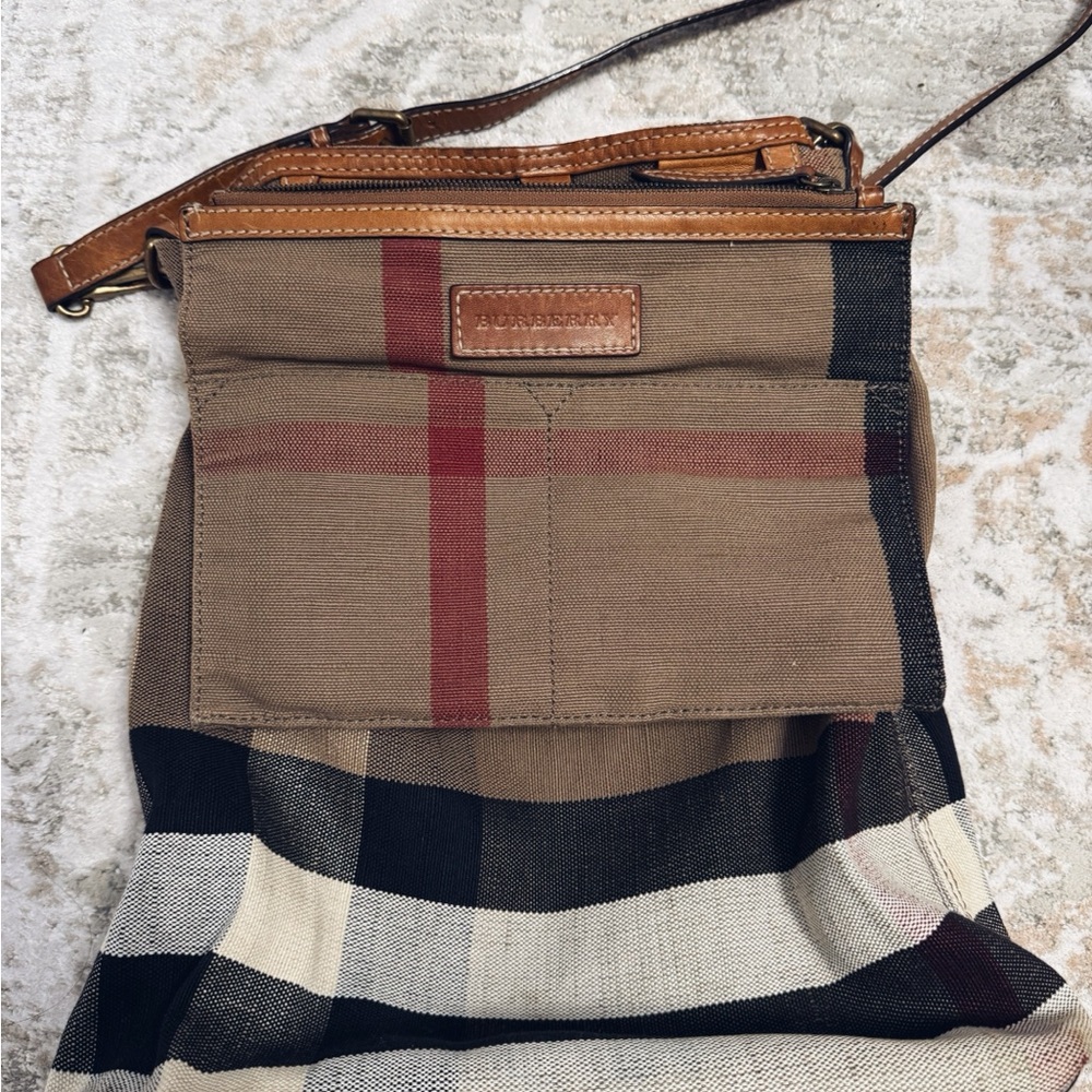 Burberry Classic Tottenham Plaid Canvas Nova Check Leather Handbag - Picture 7 of 10